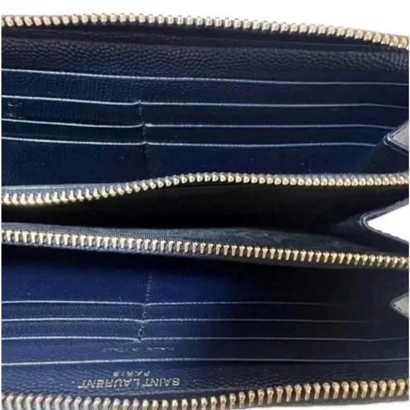 YSL Navy Zippy Wallet w/ Box + Dustbag - Picture 3 of 7